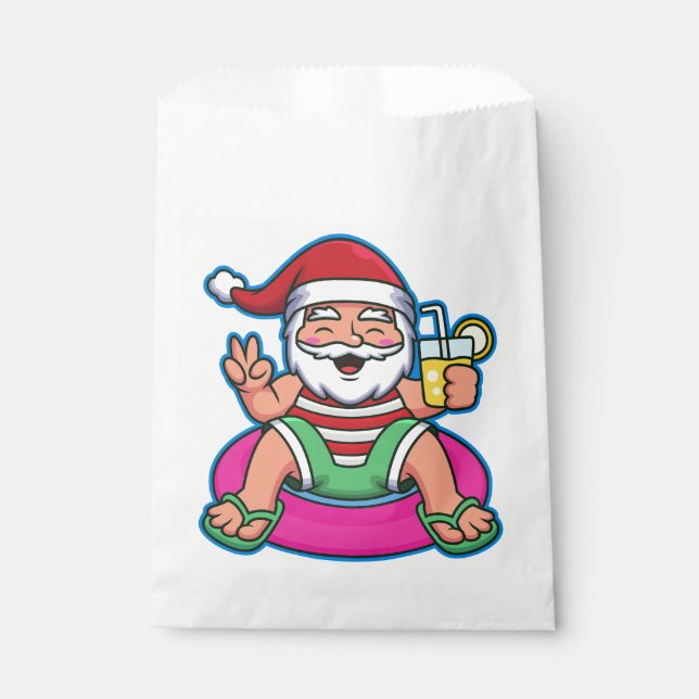 pool summer santa claus funny xmas  favor bag (Front)