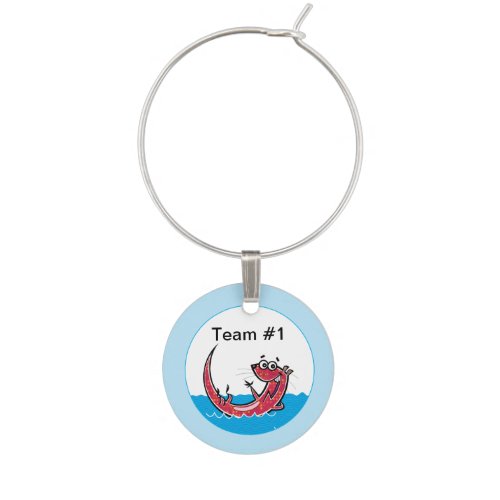 Pool Swim Party With Otters Award Wine Glass Charm