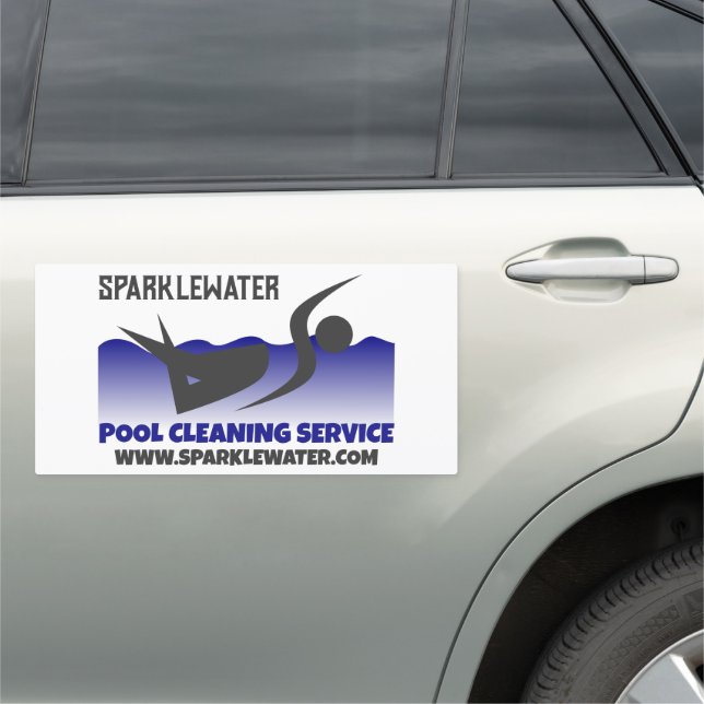 Pool Swimmer Design Swimming Pool Cleaning Service Car Magnet (In Situ)