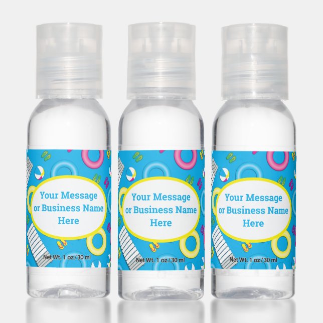 Pool Swimming Business Name Logo Message Hand Sanitizer (Set)
