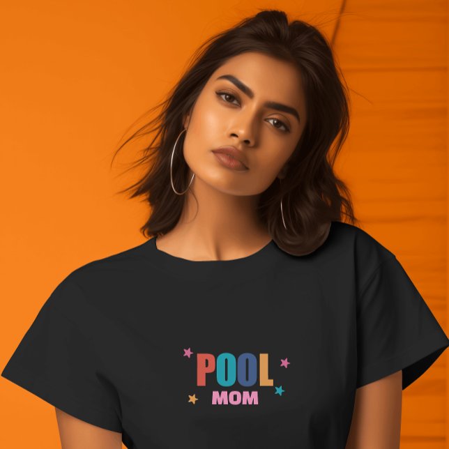 Pool swimming summer typography black mom T-Shirt (Creator Uploaded)
