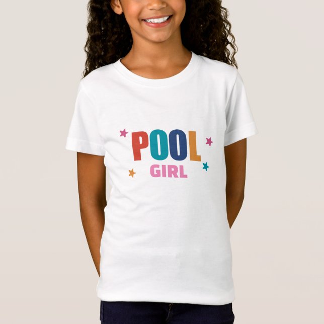 Pool swimming summer typography white girl T-Shirt (Front)