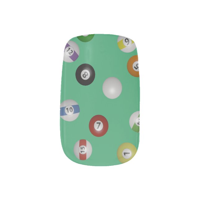 Pool Table and Balls Minx Nail Wraps (Left Thumb)