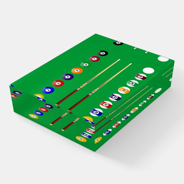 Pool Table and Balls Paperweight (Angled)