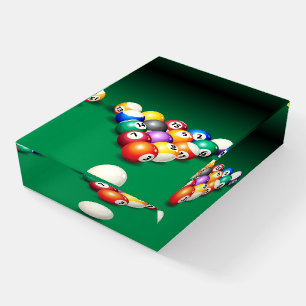 Pool Table and Balls Ready to Play Paperweight
