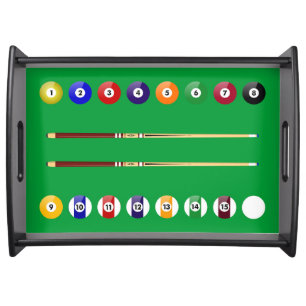 Pool Table and Balls Serving Tray