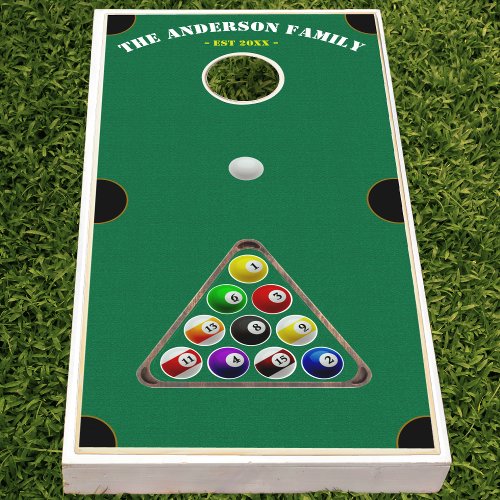 Pool Table Billiards Green Cornhole Set