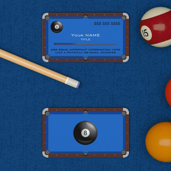 Pool Table Blue Business Card by JerryLambert at Zazzle
