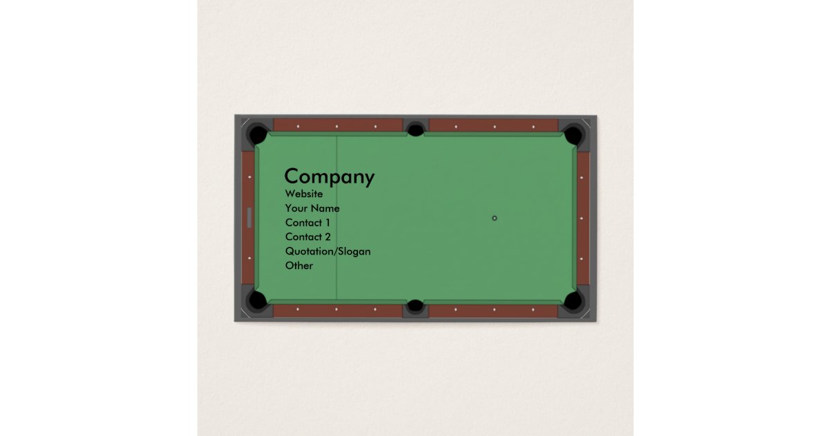 Pool Table Business Card