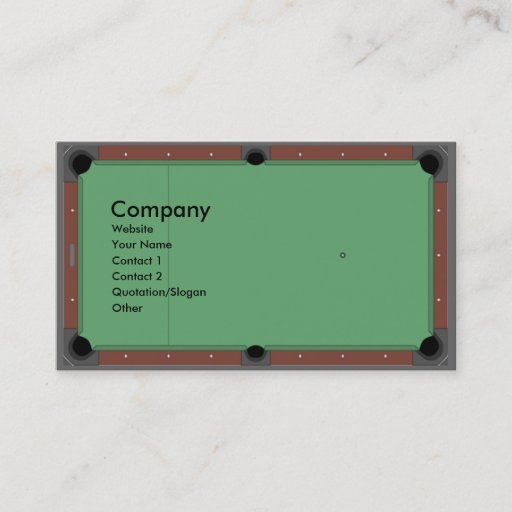 Customizable Pool Table Business Card Template