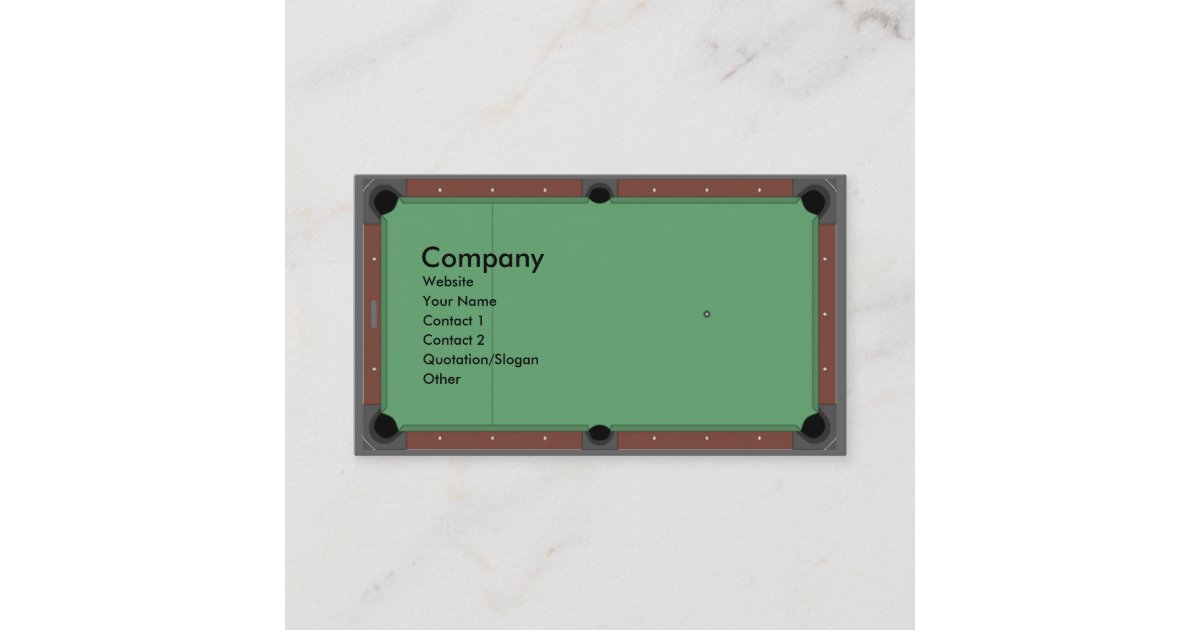 Pool Table Business Card Zazzle