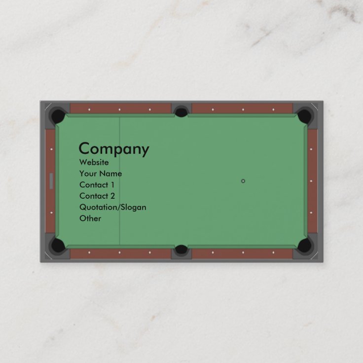 Pool Table Business Card Zazzle