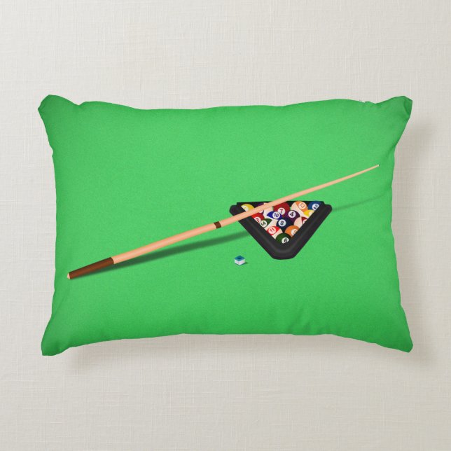 Pool Table Cue Stick and Balls Accent Pillow (Front)