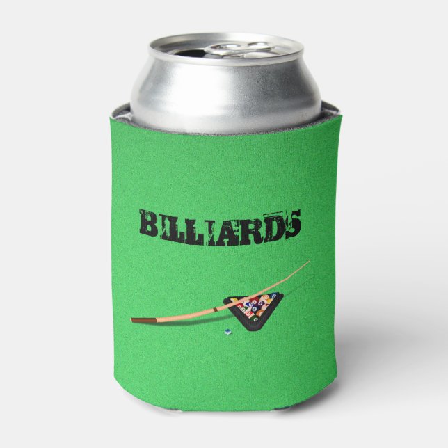 Pool Table Cue Stick and Balls Can Cooler (Can Front)
