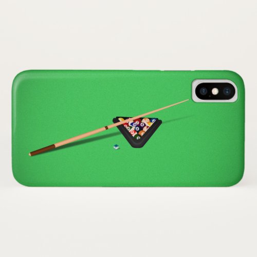 Pool Table Cue Stick and Balls iPhone X Case