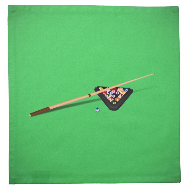 Pool Table Cue Stick and Balls Cloth Napkin (Front)