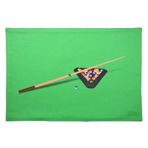 Pool Table Cue Stick and Balls Cloth Placemat