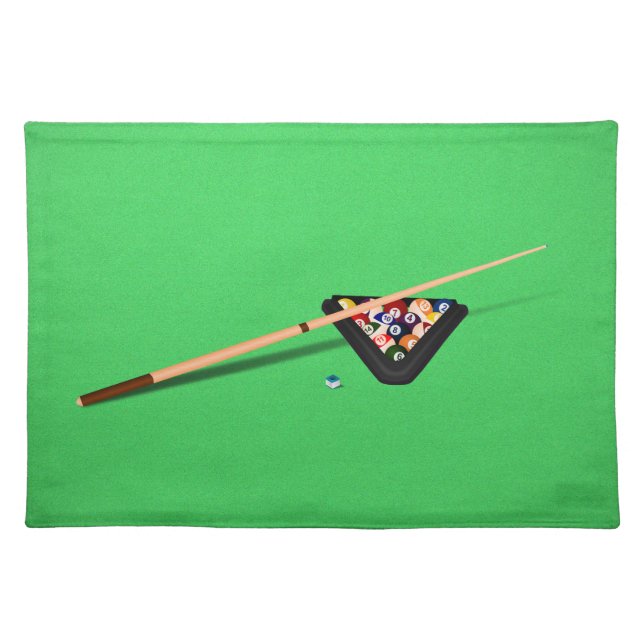 Pool Table Cue Stick and Balls Cloth Placemat (Front)