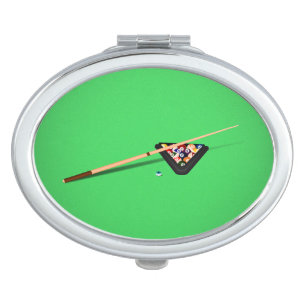 Pool Table Cue Stick and Balls Compact Mirror