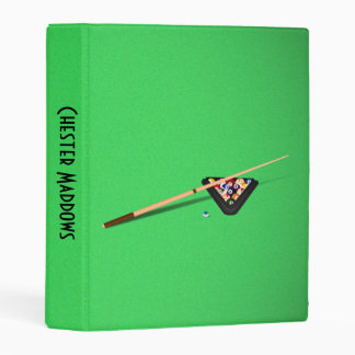 Pool Table Cue Stick and Balls Custom Text Mini Binder