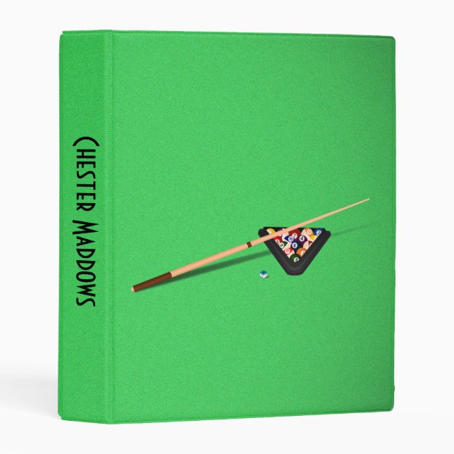 Pool Table Cue Stick and Balls Custom Text  Mini Binder (Front/Spine)