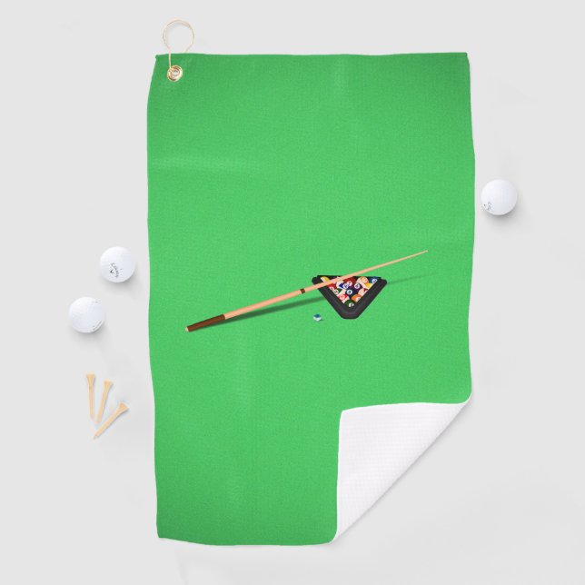 Pool Table Cue Stick and Balls Golf Towel (InSitu)