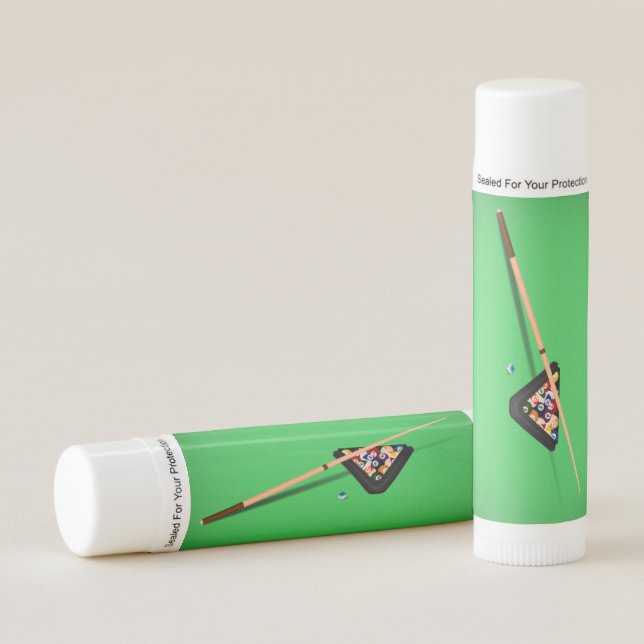Pool Table Cue Stick and Balls Lip Balm (Front)