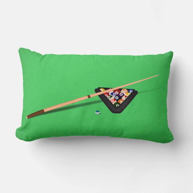 Pool Table Cue Stick and Balls Lumbar Pillow (Front)