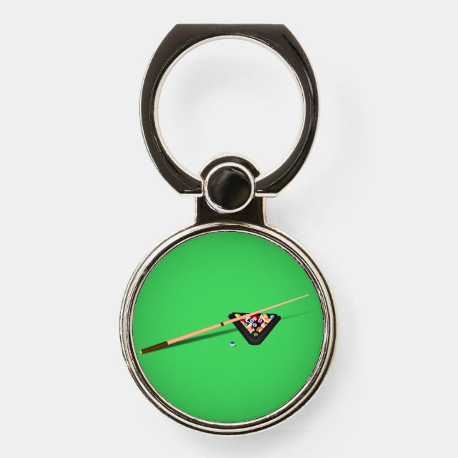 Pool Table Cue Stick and Balls Phone Ring Stand (Front)