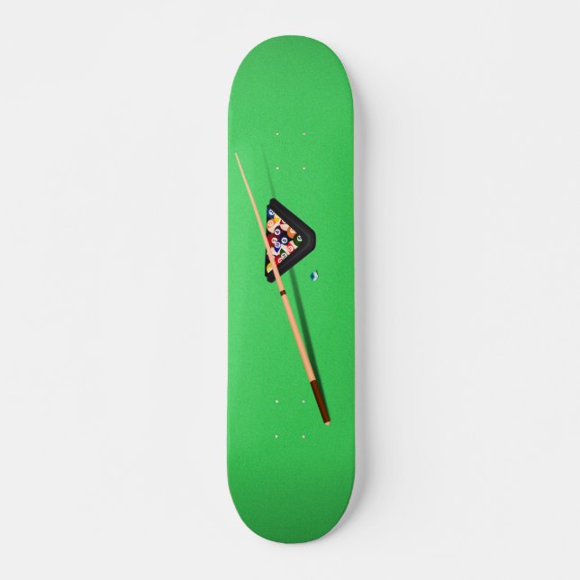 Pool Table Cue Stick and Balls Skateboard (Front)