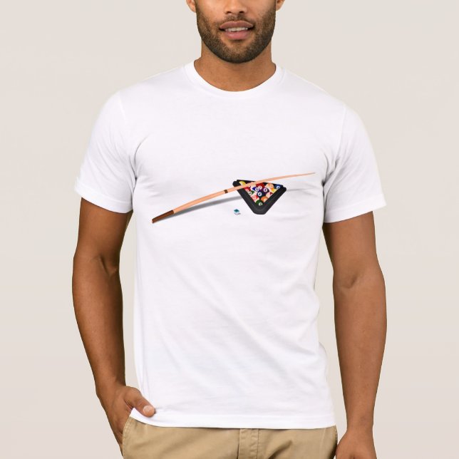 Pool Table Cue Stick and Balls T-Shirt (Front)