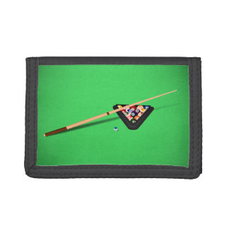 Pool Table Cue Stick and Balls Trifold Wallet