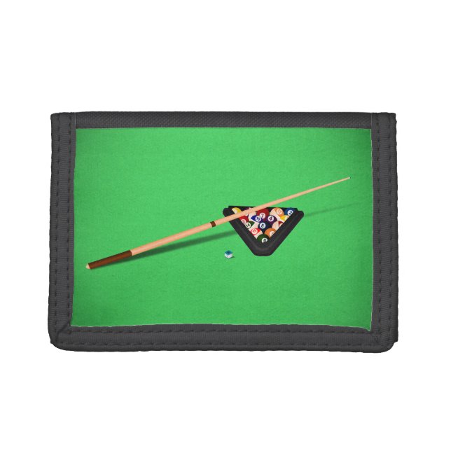 Pool Table Cue Stick and Balls Trifold Wallet (Front)