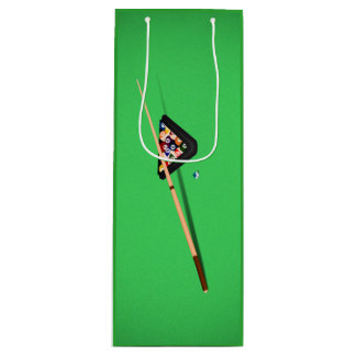 Pool Table Cue Stick and Balls Wine Gift Bag