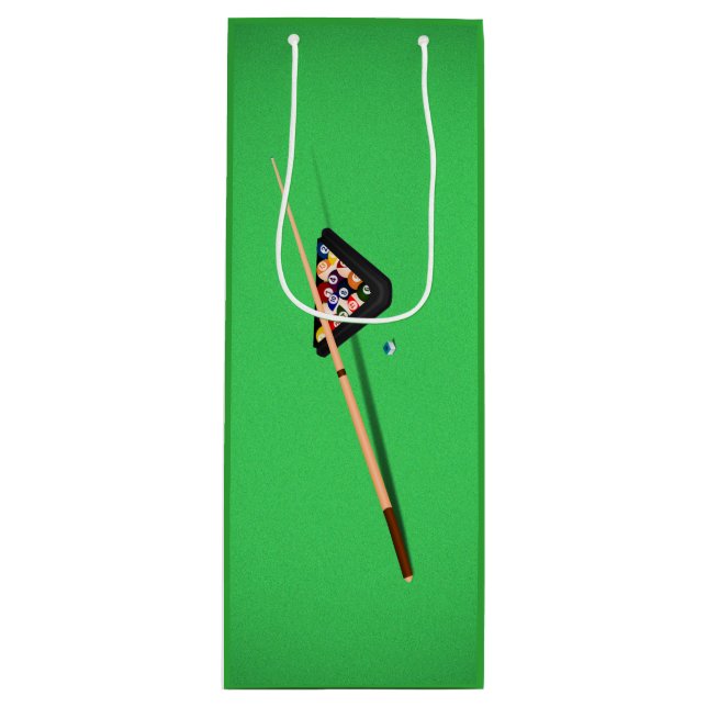 Pool Table Cue Stick and Balls Wine Gift Bag (Front)
