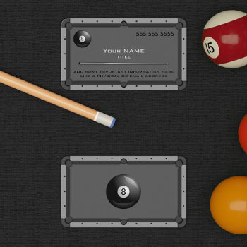 Pool Table Dark Business Card by JerryLambert at Zazzle