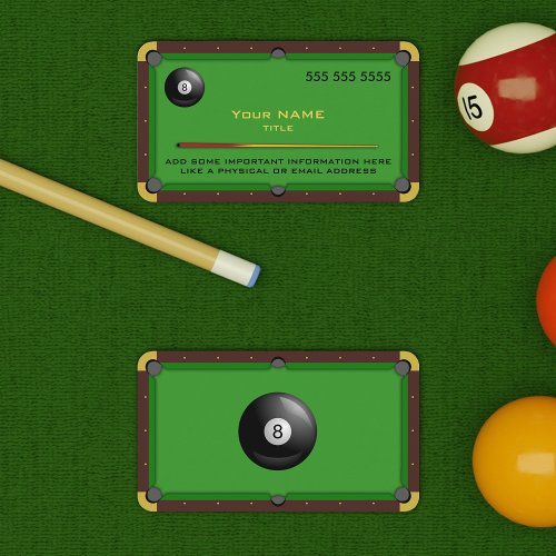 Pool Table Green Business Card