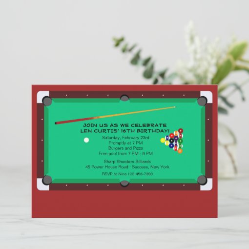 Pool Table Invitation | Zazzle