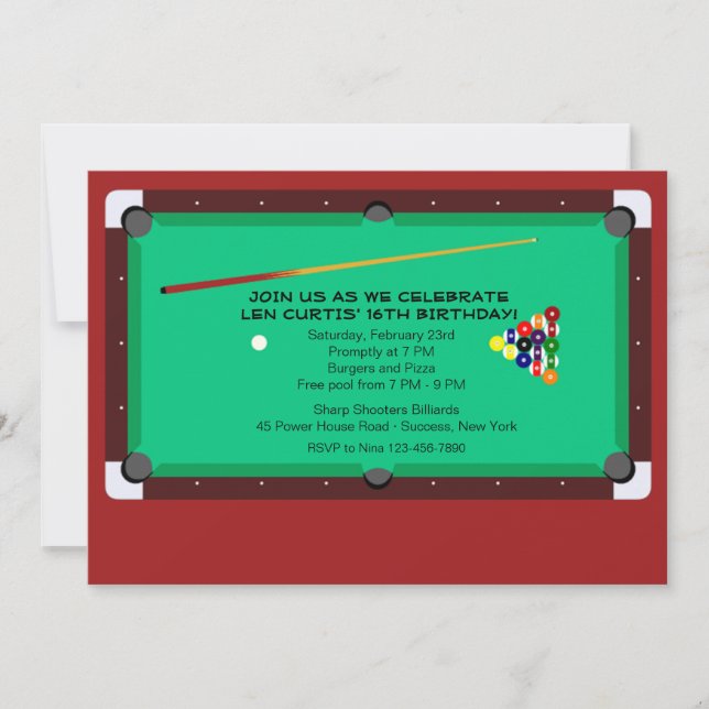 Pool Table Invitation (Front)