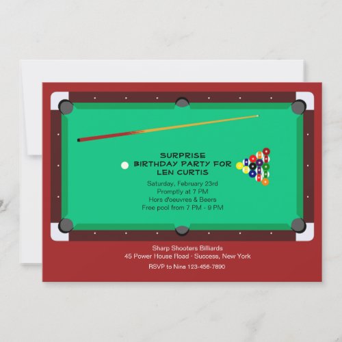 Pool Table Invitation