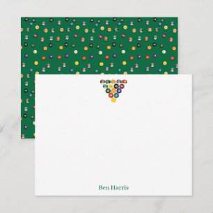 Pool Table Personal Stationery Gift for Gentleman Note Card