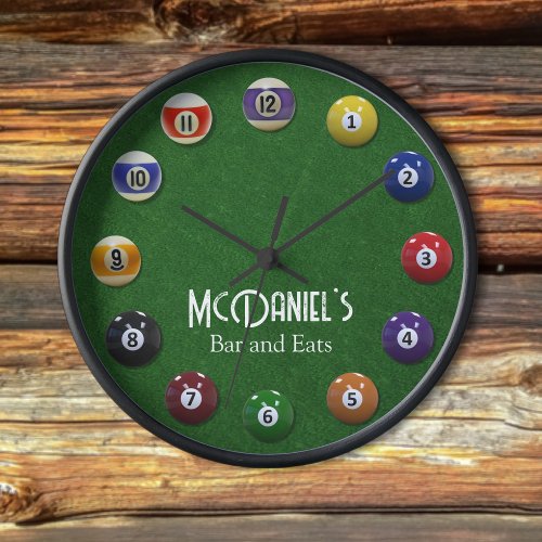 Pool Table Personalized Billiards Clock