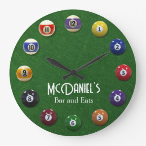 Pool Table Personalized Billiards Large Clock