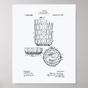 Pool Table Pocket 1916 Patent Art - White Paper Poster