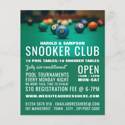 Pool Table Pool Club Snooker Club Advertising Flyer