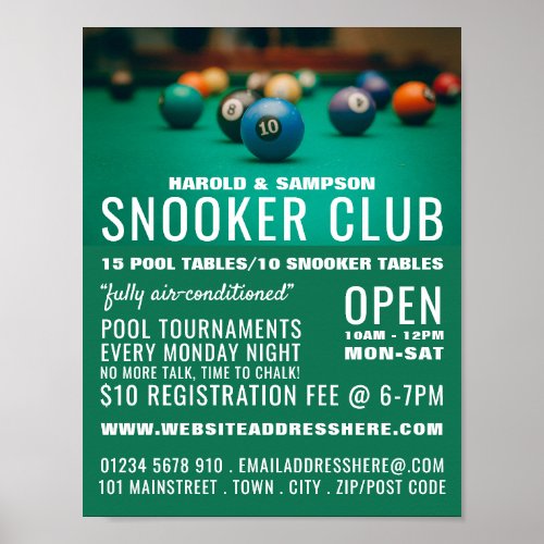 Pool Table Pool Club Snooker Club Advertising Poster