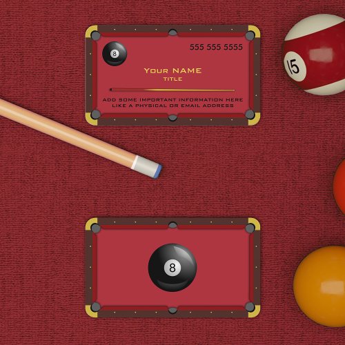 Pool Table Red Business Card