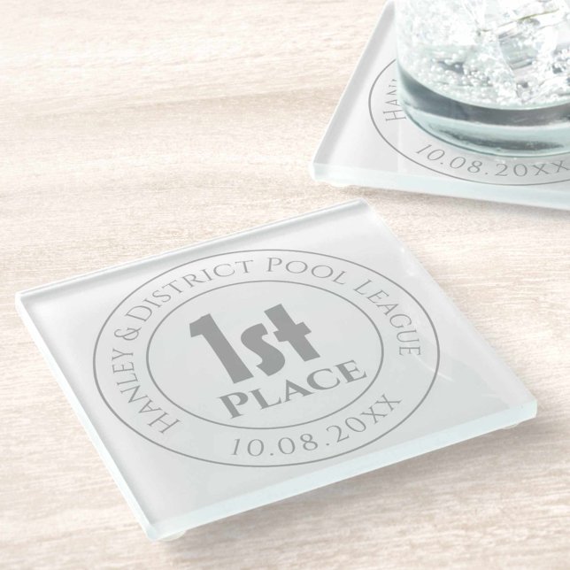 Pool Team Pool League 1st Prize Trophy Award Glass Coaster (Creator Uploaded)