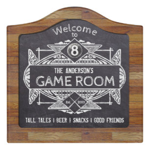Pool Themed Welcome to the Game Room  Door Sign
