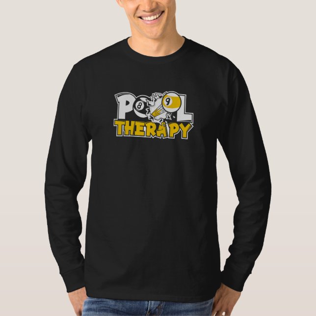 Pool Therapy Pool Snooker Balls Player Billiards T-Shirt (Front)